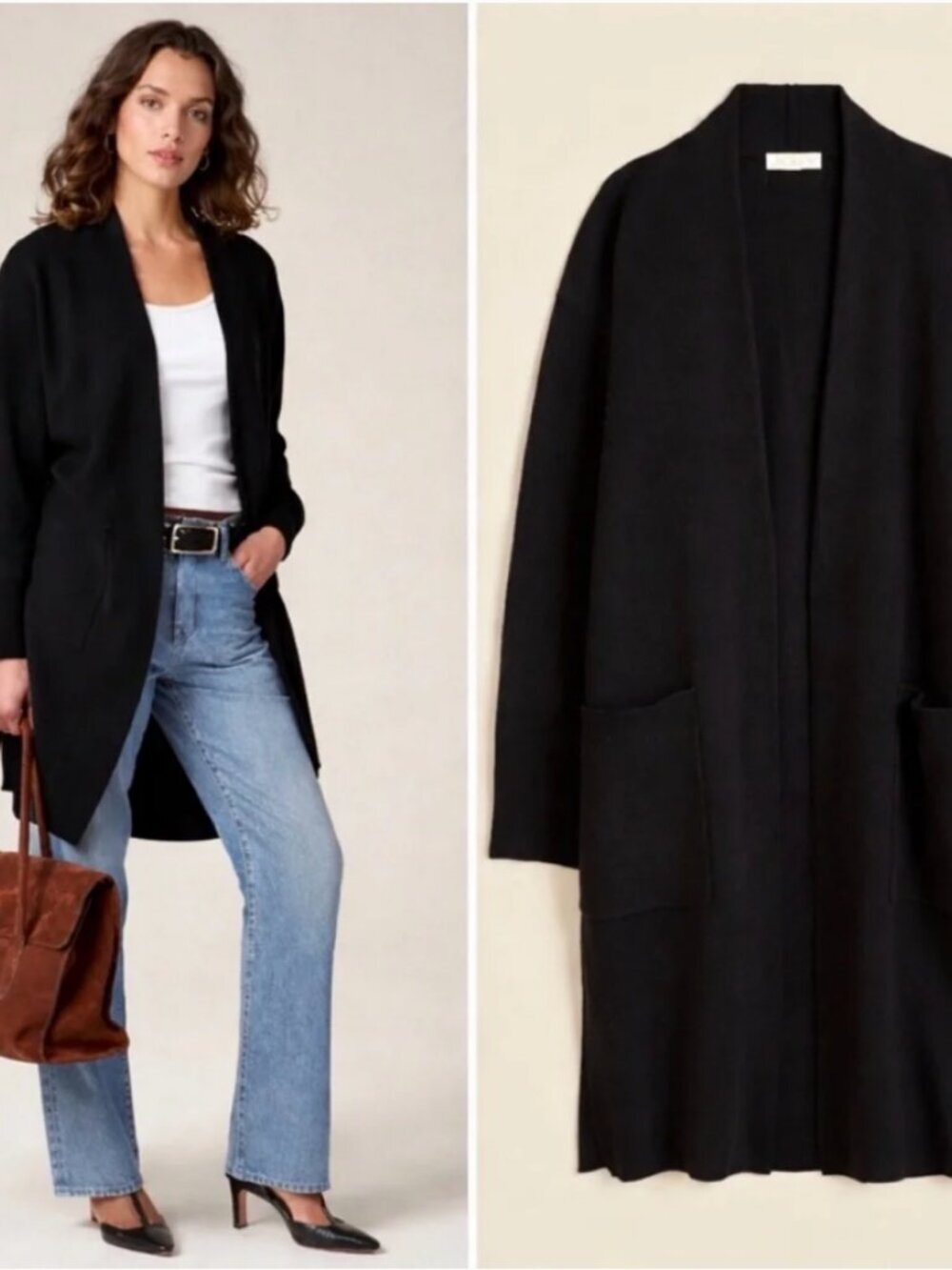 J. Crew Ella Open Front Sweater Blazer Womens Extra Small Knit Black